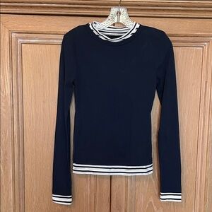 New with tags-J. Crew Jersey layered Navy Long Sleeve Top with White Accents